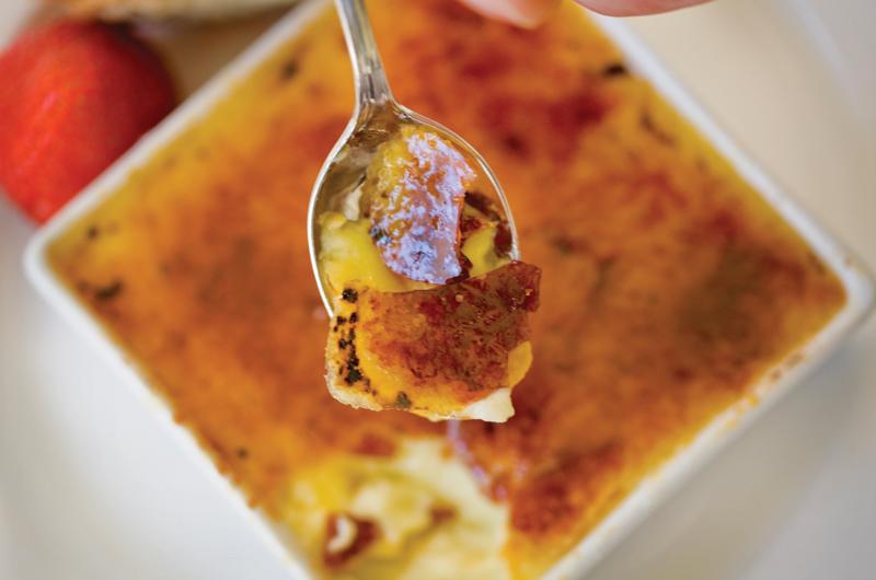 Lavender crème brûlée, prepared by Setzu Zeender, pastry chef at the Sweet Life Café in Oak Bluffs.