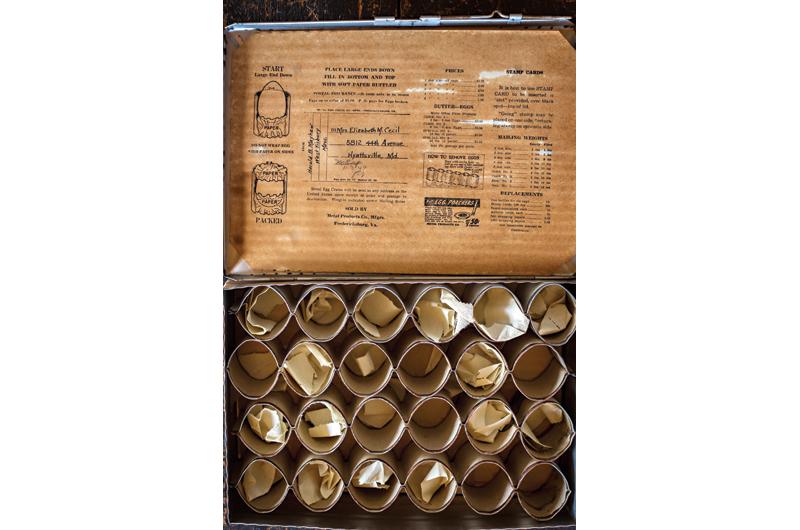 A 1940s “egg shipper” once used to mail Island eggs to Maryland.