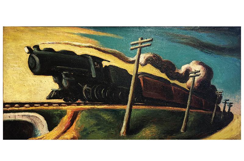 Thomas Hart Benton, Going West, 1926, oil on canvas, 20 1/8 x 41 3/8 inches.