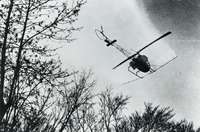 Helicopters sprayed DDT between the 1940s and ’60s.