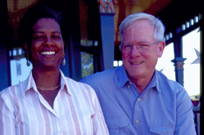 Gwen Adams and Peter Norton pictured together on their porch in Oak Bluffs.
