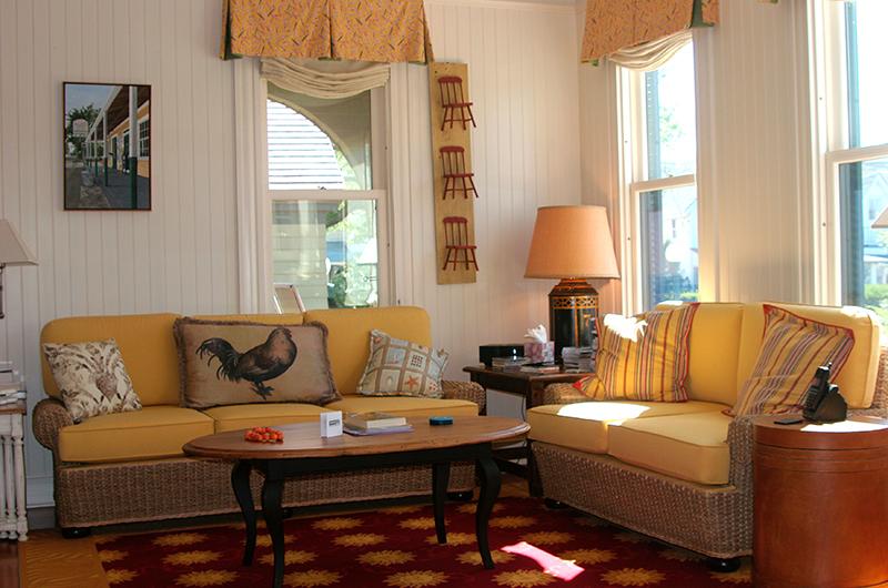 The sitting area in the expanded kitchen invites informal entertaining.