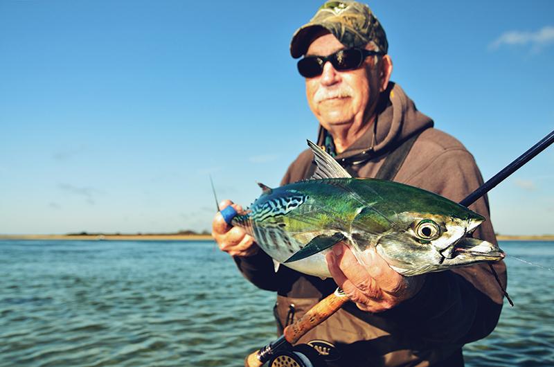 If it’s fall you’ll find Coop fly-fishing for false albacore at the Gut on Chappaquiddick.