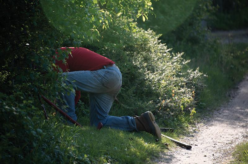 J. Powers Shepard hard at work on his East Chop property.