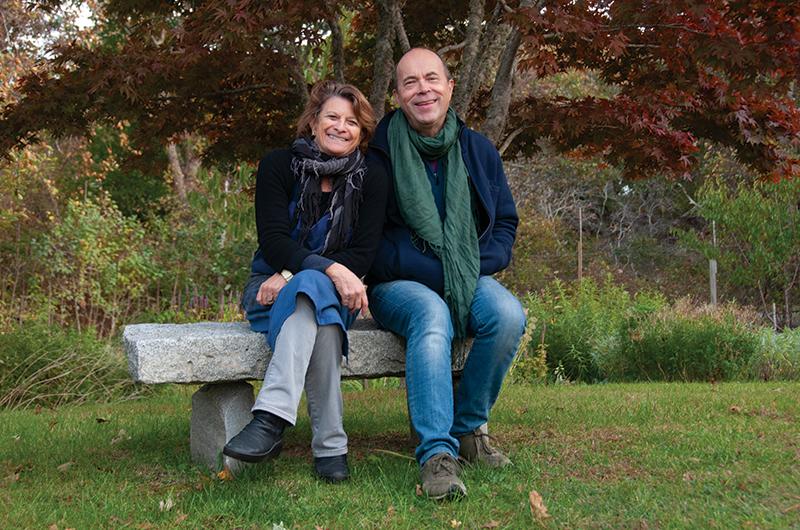 Mitzi Pratt and Flip Scipio in their Aquinnah garden.
