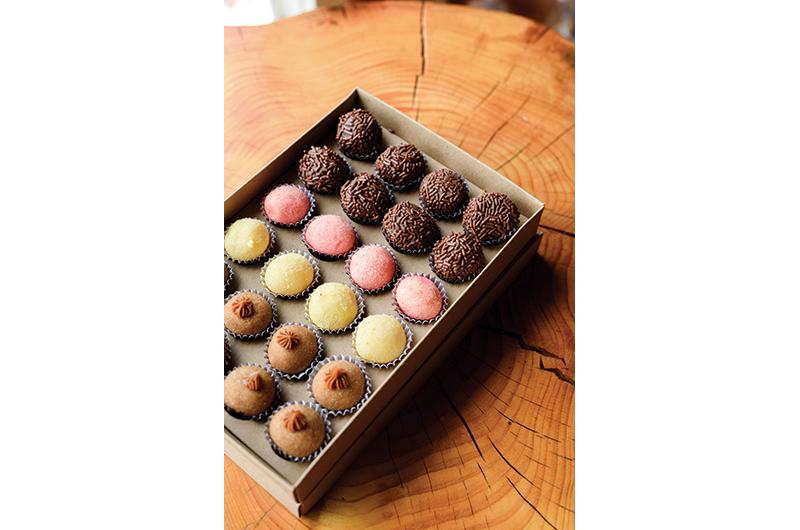 Brigadeiros, bite-sized Brazilian treats that resemble truffles.