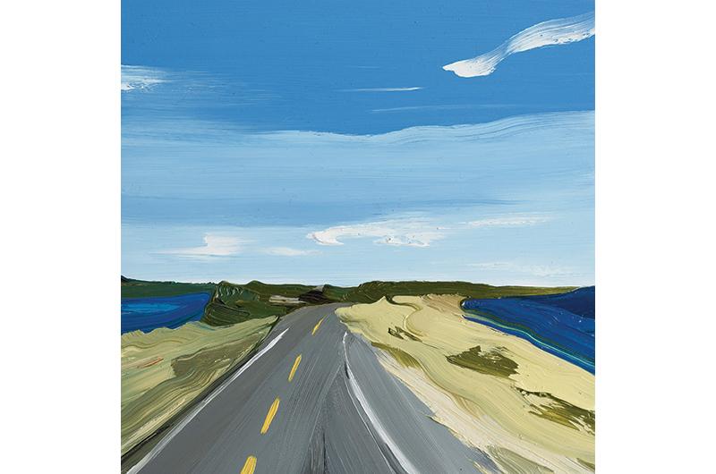 Winter Roads, oil on panel, 6 x 6 inches.