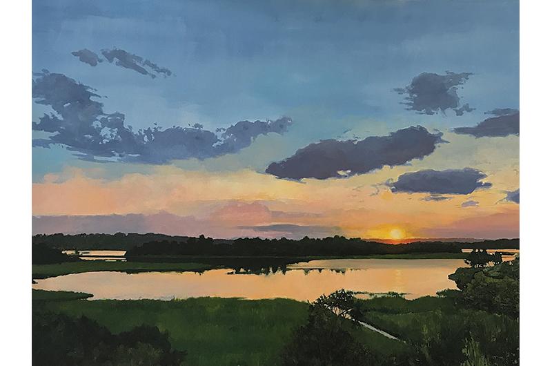 Quitsa Pond, acrylic on canvas, 36 x 48 inches.