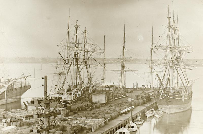 The whaling barks Platina, Sunbeam, A.R. Tucker, and Daisy, docked at Retole’s Wharf in New Bedford, were each commanded by several captains of color.