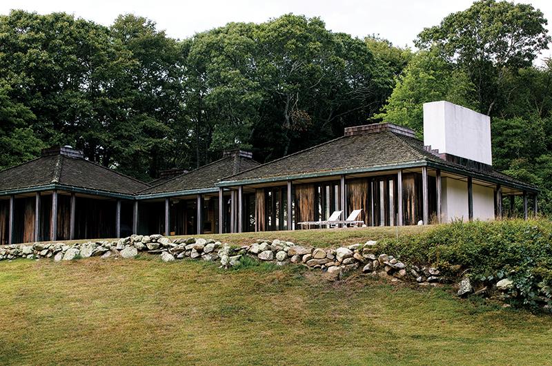 The exterior of Beech House showcases Jacobsen's use of the cluster-design concept.