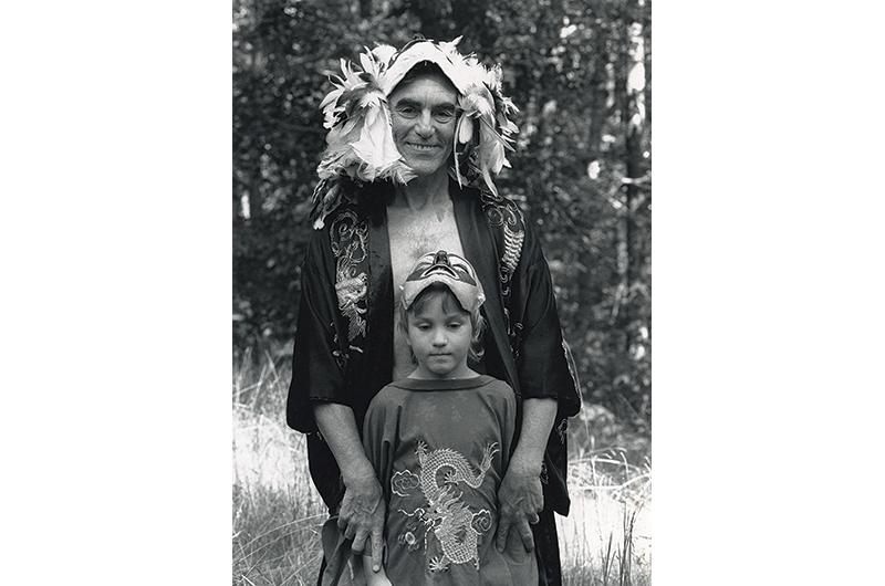 Lee, pictured with his son Hudson, circa 1989, was inspired by the transformative nature of masks.