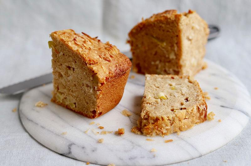 Still warm from the oven, this variation —with apples, baked in a loaf pan — was perfect with a cup of chai.