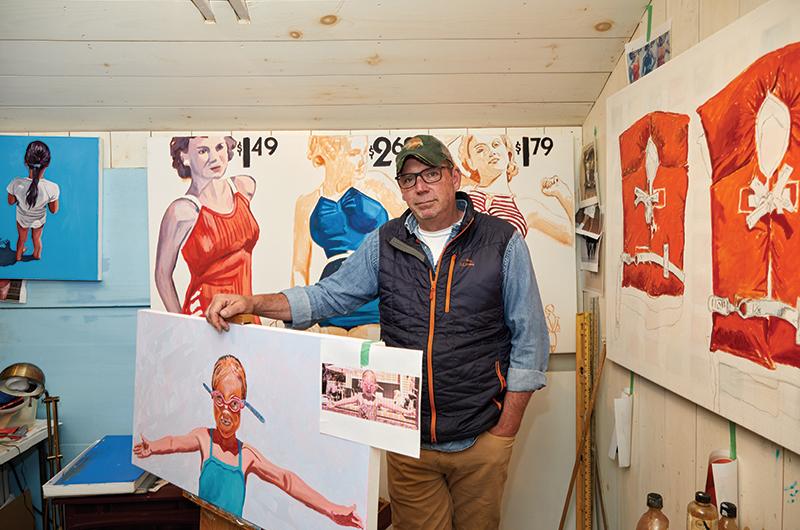 Terry Crimmen in
his studio at his
West Tisbury home.