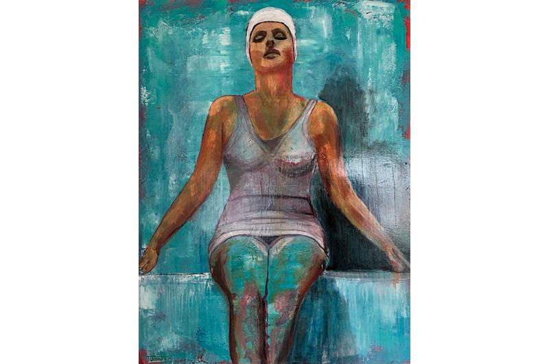 On the Edge, acrylic on canvas, 30 x 40 inches.