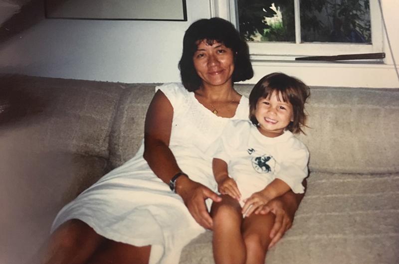 Young Lovewell with her mother, Teresa Yuan, at home in Edgartown.