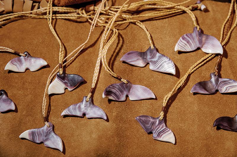 Call me quahaug shell jewlery: Widdiss's shaped pendants are popular, but they are technically wampum, he says.
