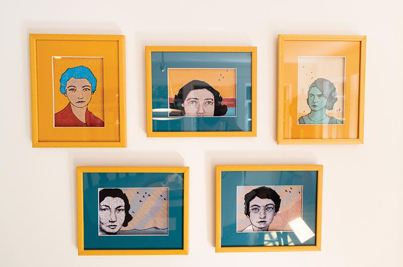 Eclectic touches, called “Ed art,” can be found throughout the living space.